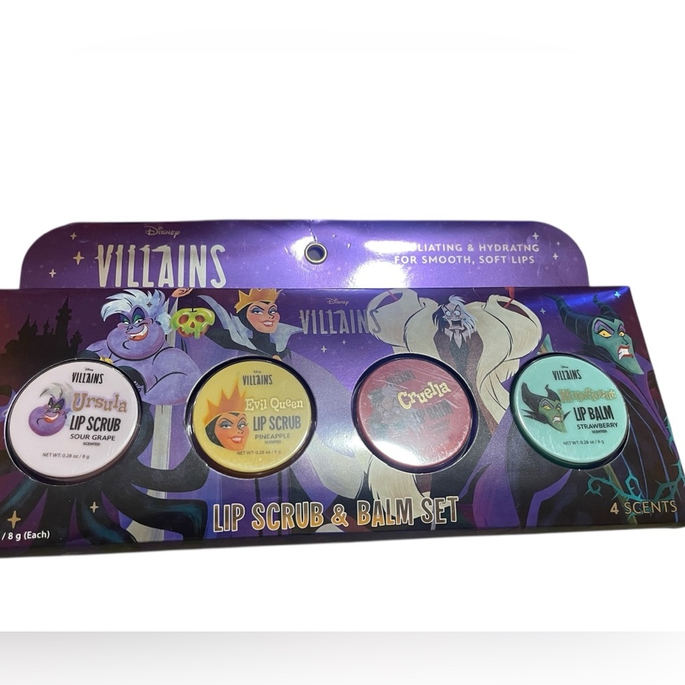 💚🌼NEW Disney Villains Lip Care Set - Purple, Yellow, Red, Blue